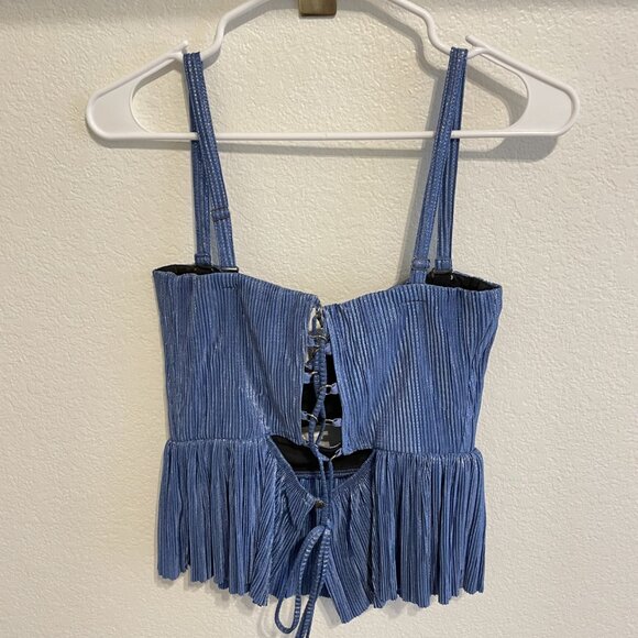 NWOT - Sabina Musayev Lizi Top Metallic Blue - Size M - Picture 4 of 4